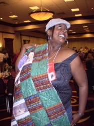 Eve Vaughn with her Quilt